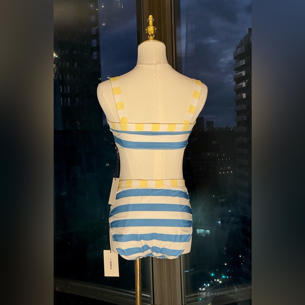 🆕 STAUD 🧿 NWT ColorBlock Stripe Bikini Set: Liv Top Sz L + Devon Bottom Sz XL - Picture 9 of 16